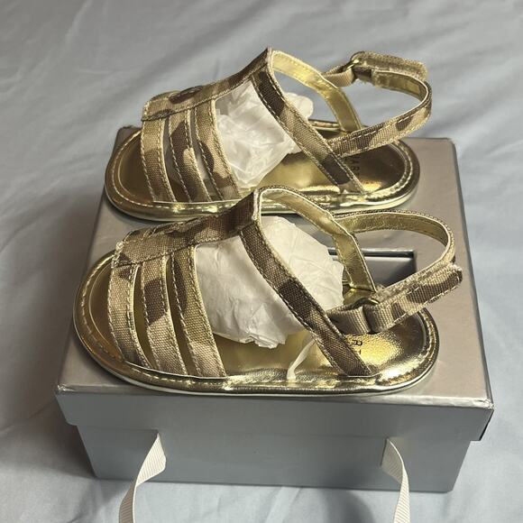 MY FIRST WEITZMANS STUART WEITZMAN Caesar Gold Baby Camo Sandals 4 (9-12M) W/Box - Picture 5 of 16